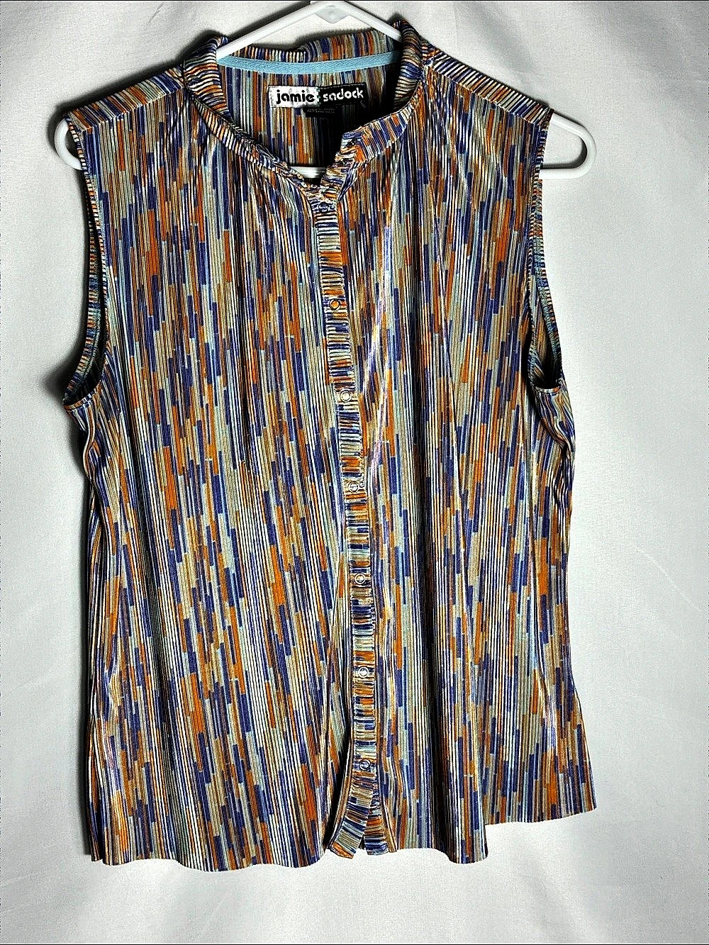 Jamie Sadock Vintage Sleeveless Golf Sun Shirt Multicolor Stripe Sz XL Like New